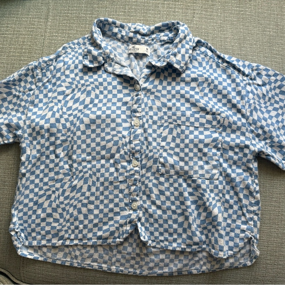 Blue Checkered Button Down Shirt